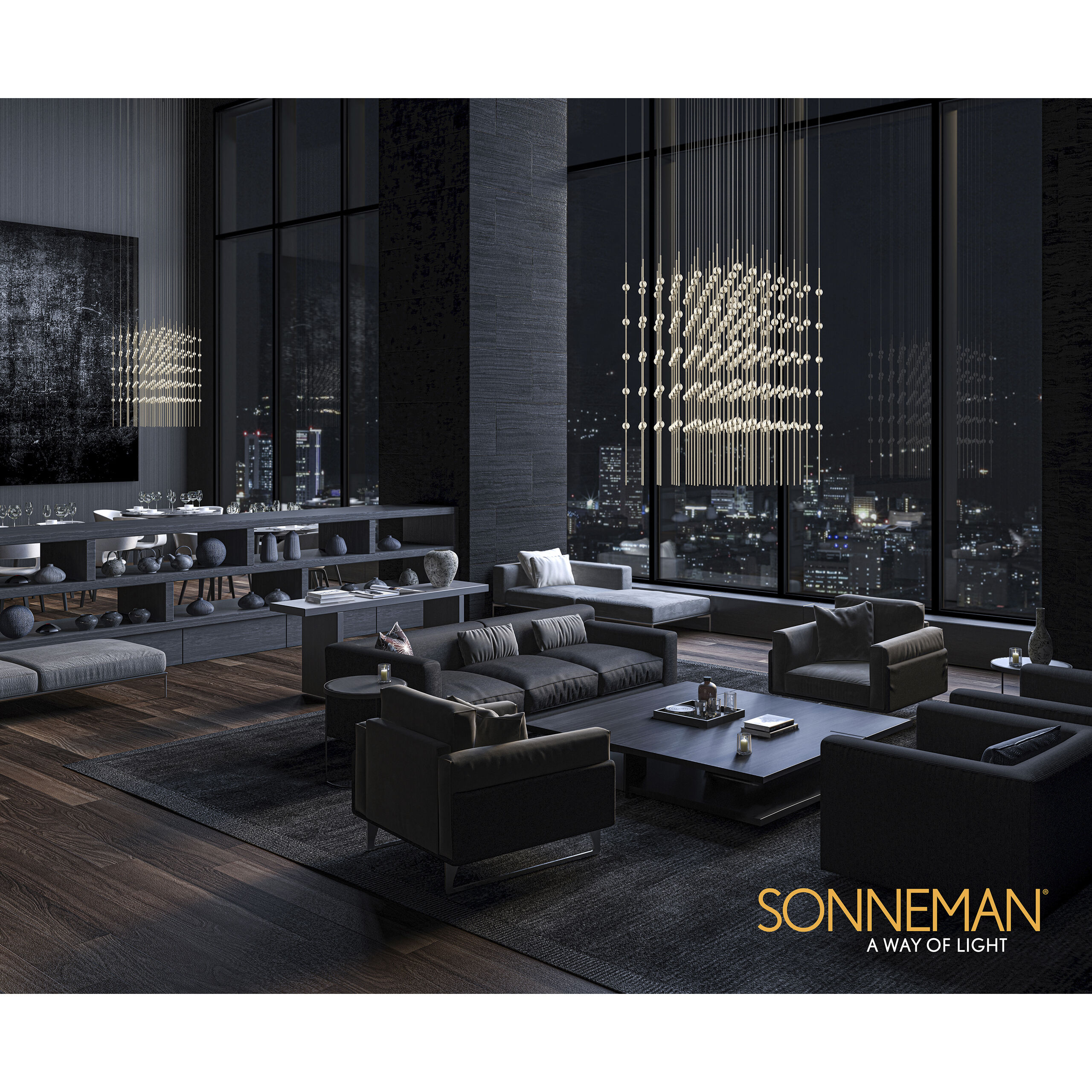 Constellation Cosmic Cube LED 30 inch Satin Nickel Chandelier Ceiling Light in 2700K, White Optical Acrylic, 10 FT. Cord