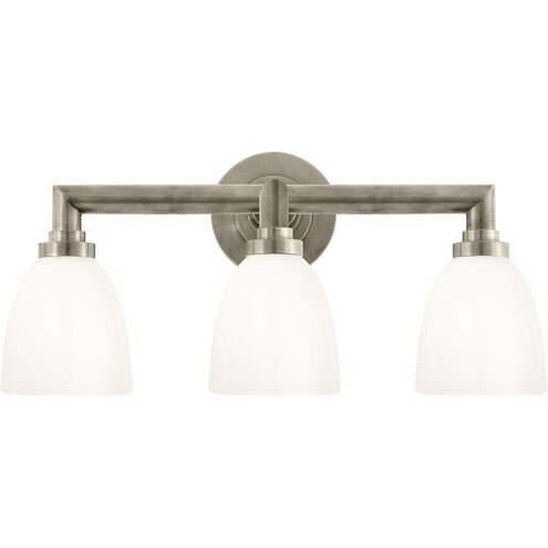 Chapman & Myers Wilton2 3 Light 21.5 inch Antique Nickel Triple Bath Light Wall Light