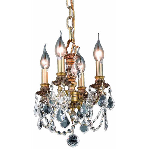Lillie 4 Light 10 inch French Gold Pendant Ceiling Light in Clear, Royal Cut