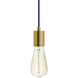 SoCo Line-Voltage Pendant Ceiling Light in Blue Cord, Natural Brass, 288 inch
