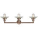 Franklin Restoration Halophane LED 33 inch Antique Copper Bath Vanity Light Wall Light in Clear Halophane Glass, Franklin Restoration