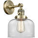 Franklin Restoration Large Bell 1 Light 8 inch Antique Brass Sconce Wall Light in Clear Glass, Franklin Restoration