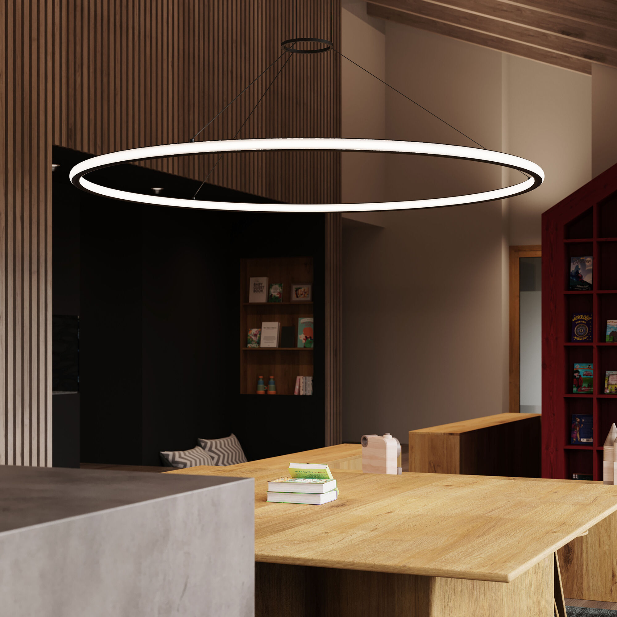 Luna LED 61.5 inch Satin Black Pendant Ceiling Light
