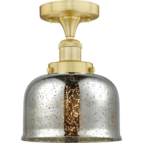 Bell 1 Light 7.75 inch Satin Gold Semi-Flush Mount Ceiling Light