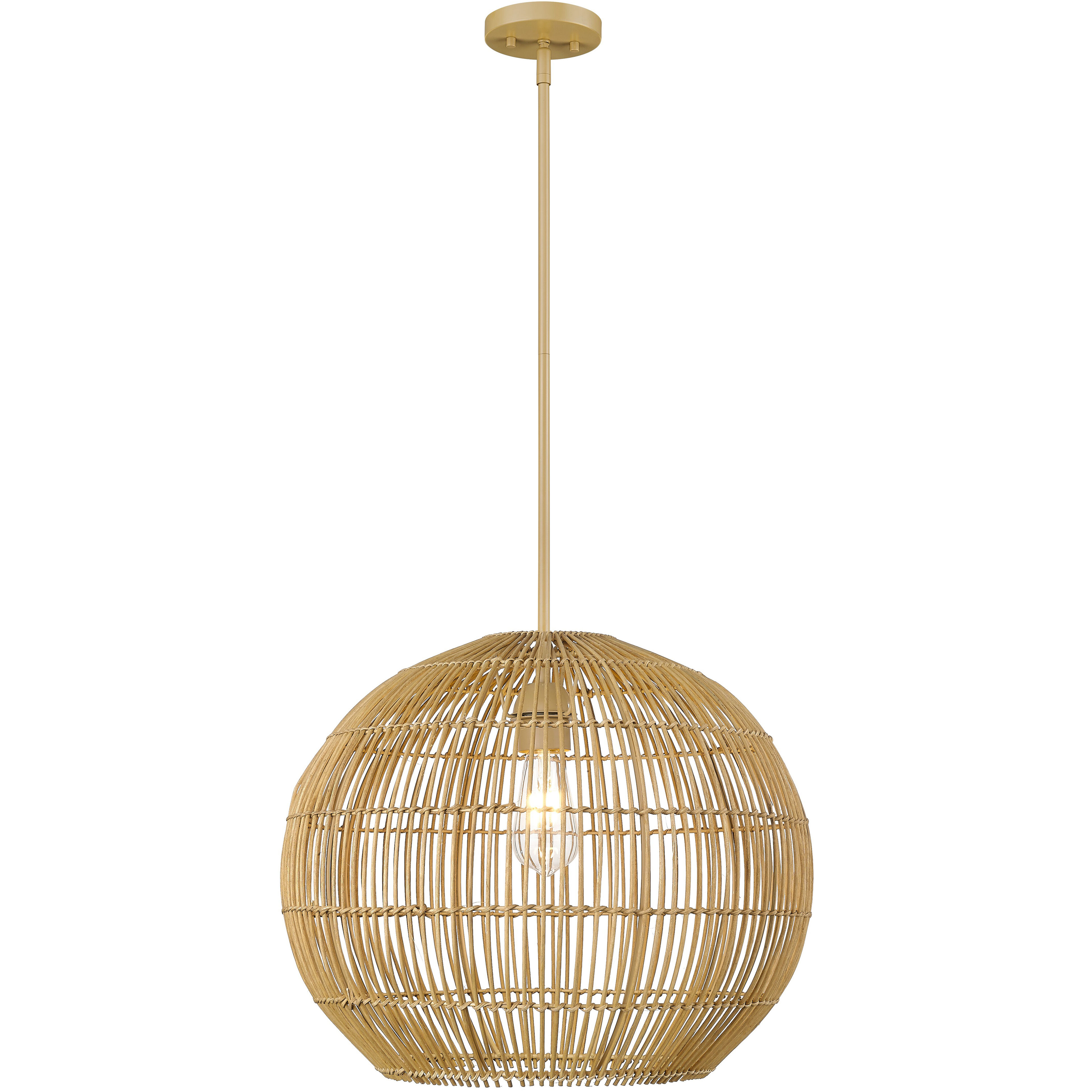 Berkshire 1 Light 19.25 inch Tan Metal with Camel Rattan Pendant Ceiling Light