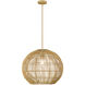 Berkshire 1 Light 19.25 inch Tan Metal with Camel Rattan Pendant Ceiling Light