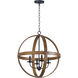 Compass 4 Light 22.5 inch Antique Pecan and Black Single Pendant Ceiling Light