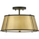 Clarke 2 Light 15 inch Black with Lacquered Dark Brass accents Foyer Light Ceiling Light, Semi-flush Mount