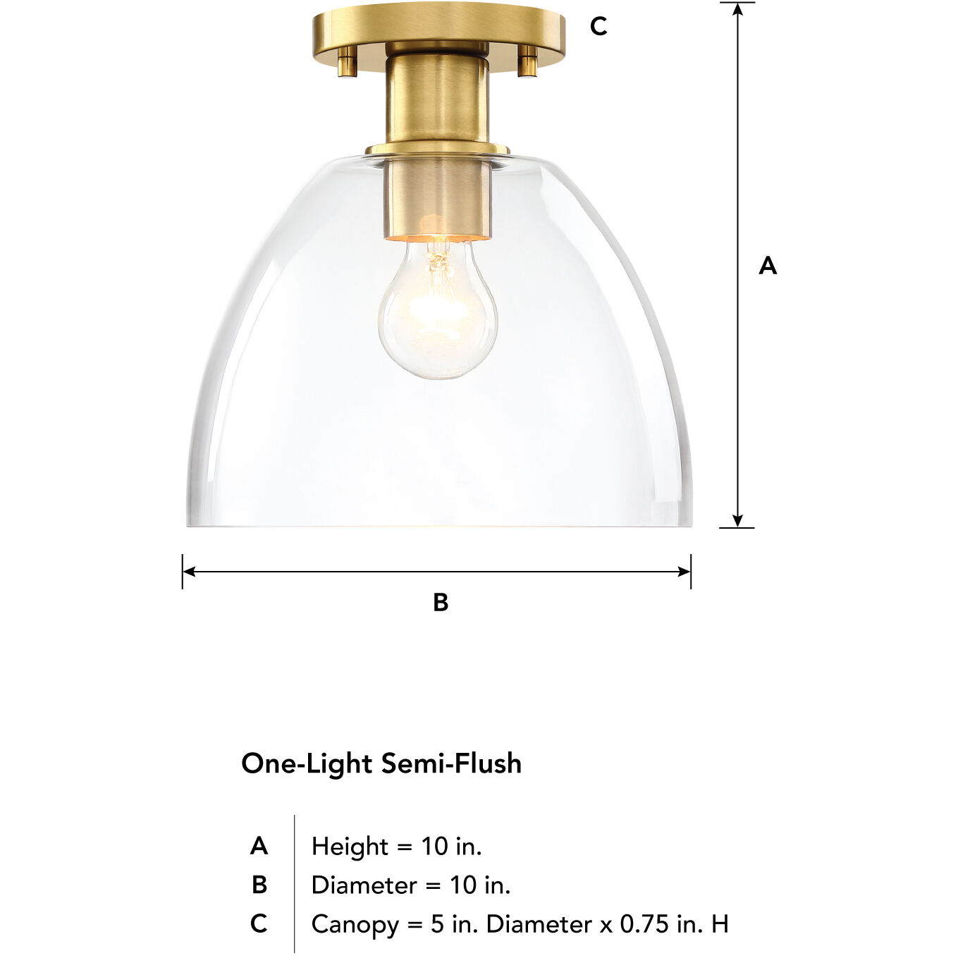 Indigo 1 Light 10 inch Brushed Gold Semi Flush Mount Ceiling Light