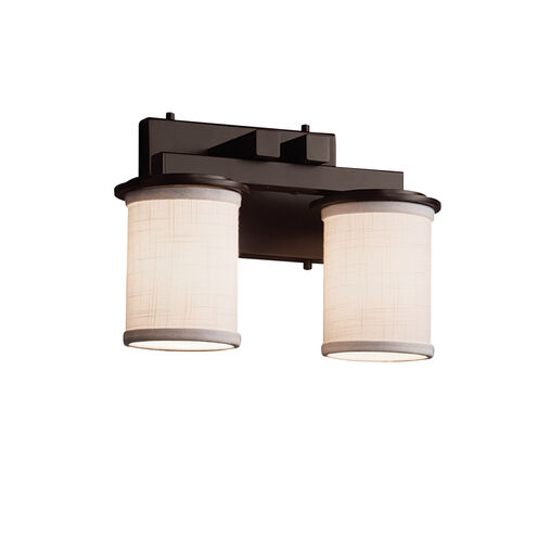 Textile 2 Light 13 inch Dark Bronze Vanity Light Wall Light in White, Incandescent