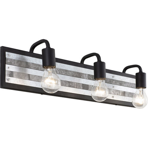 Abbey Rose 3 Light 26 inch Black and Galvanized Bath Vanity Light Wall Light