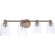 Emilio 4 Light 33 inch Satin Brass Vanity Light Wall Light