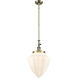 Franklin Restoration Bullet LED 12 inch Antique Brass Mini Pendant Ceiling Light in Matte White