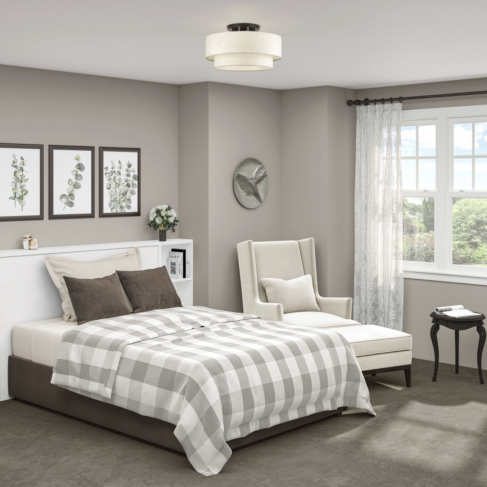 Manorwood 3 Light 18 inch English Bronze Semi Flush Mount Ceiling Light, Large