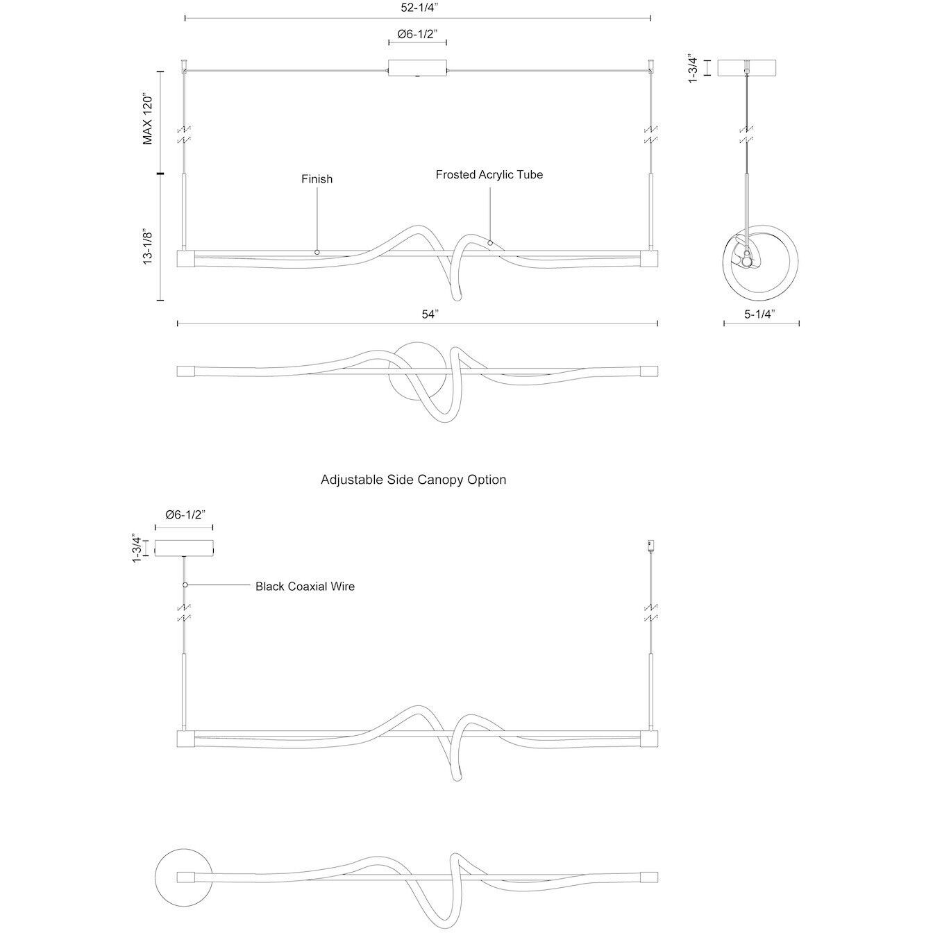 Cursive linear pendant outlet