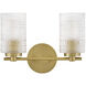 Mabel 2 Light 14 inch Lacquered Brass Bath Light Wall Light