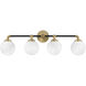 Dresden 4 Light 33 inch Matte Black with Warm Brass Accents Bathroom Vanity Light Wall Light, Lighting One