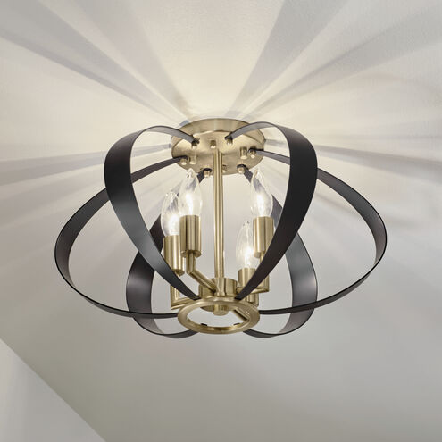Cecil LED 17.75 inch Champagne Bronze with Black Flush Mount Ceiling Light