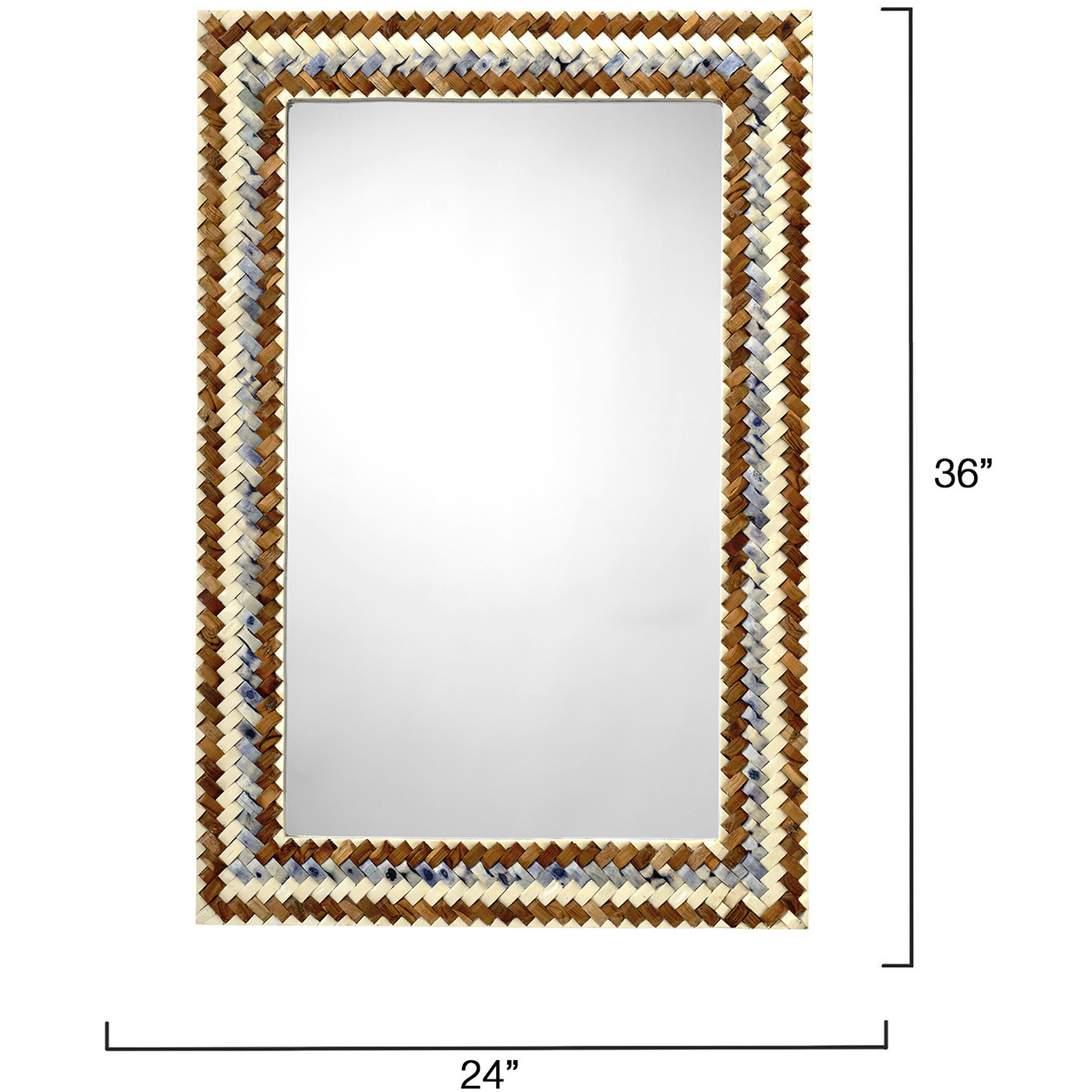 Interwoven 36 X 24 inch Blue and White and Natural Mirror, Inline
