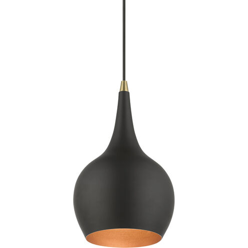 Andes 1 Light 8 inch Black with Antique Brass Accents Mini Pendant Ceiling Light