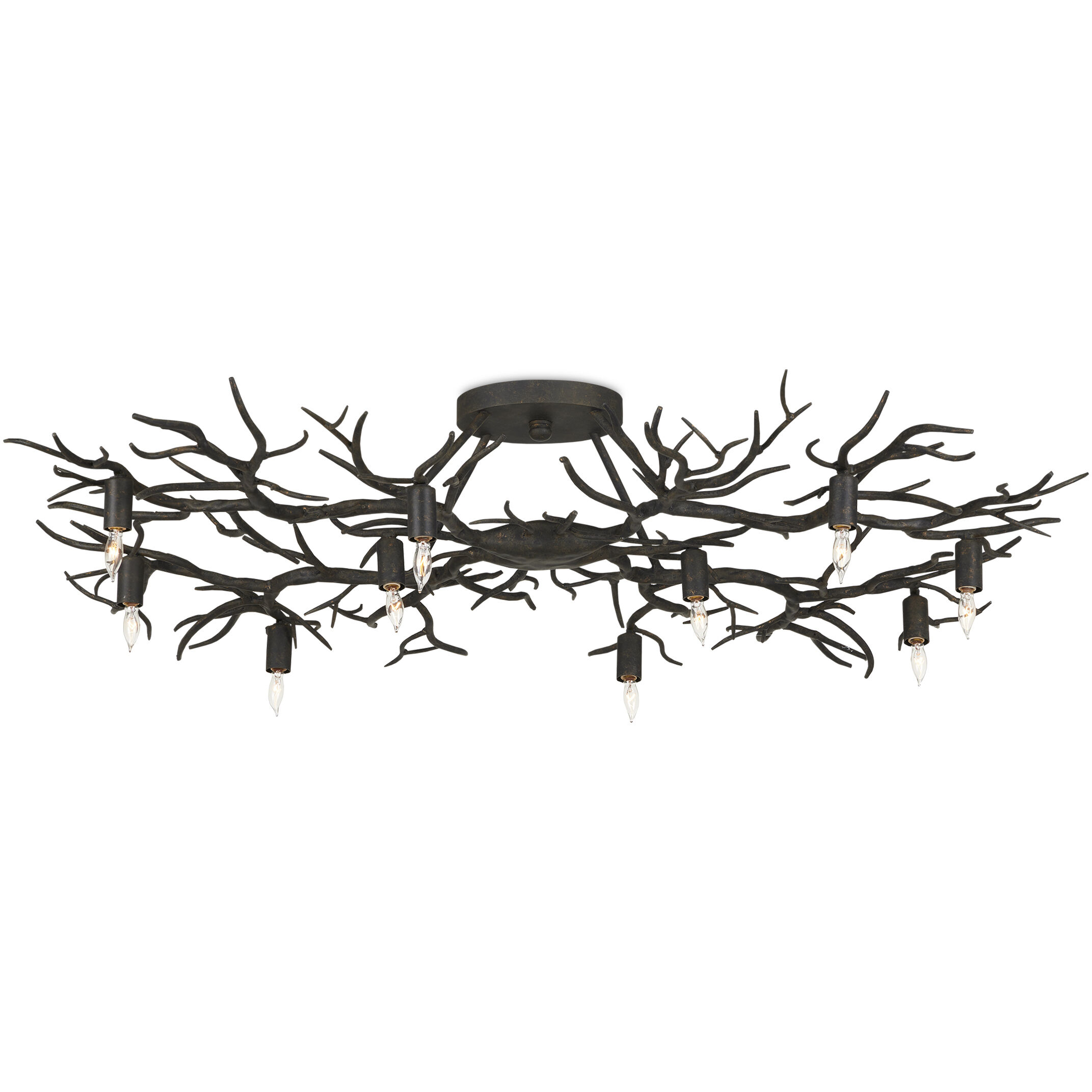 Rainforest 10 Light 43 inch Rustic Bronze Semi-Flush Mount Ceiling Light