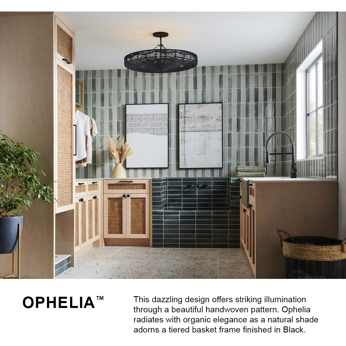 Ophelia 6 Light 30 inch Black Foyer Light Ceiling Light