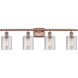 Ballston Cobbleskill LED 36 inch Antique Copper Bath Vanity Light Wall Light in Clear Glass, Ballston