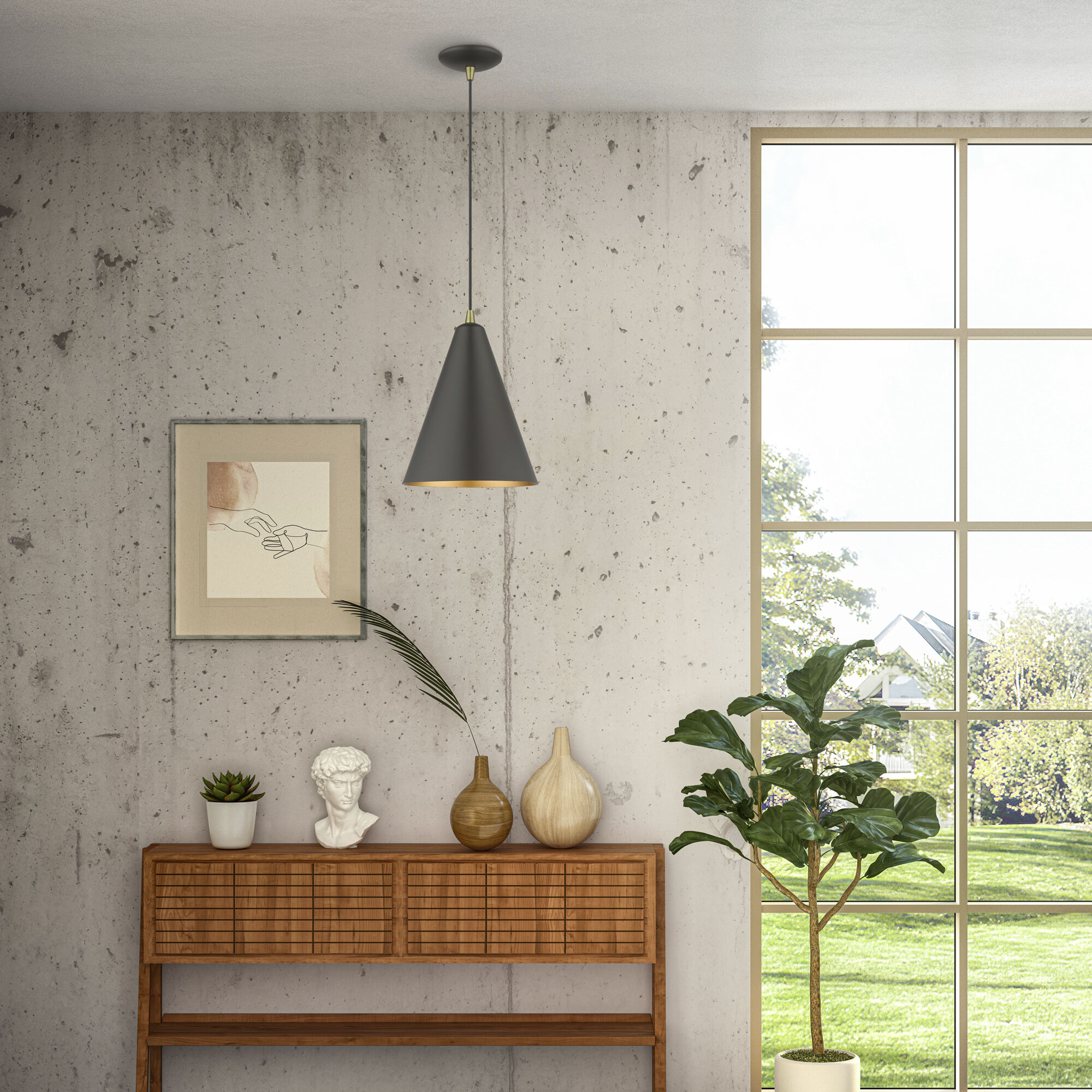 Dulce 1 Light 10 inch Bronze with Antique Brass Accents Pendant Ceiling Light in Bronze & Brushed Nickel