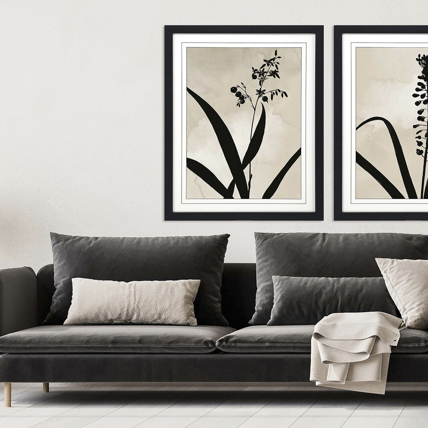 Dianella Muscari Black and Beige Framed Art