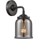 Nouveau Small Bell 1 Light 5 inch Oil Rubbed Bronze Sconce Wall Light in Plated Smoke Glass, Nouveau