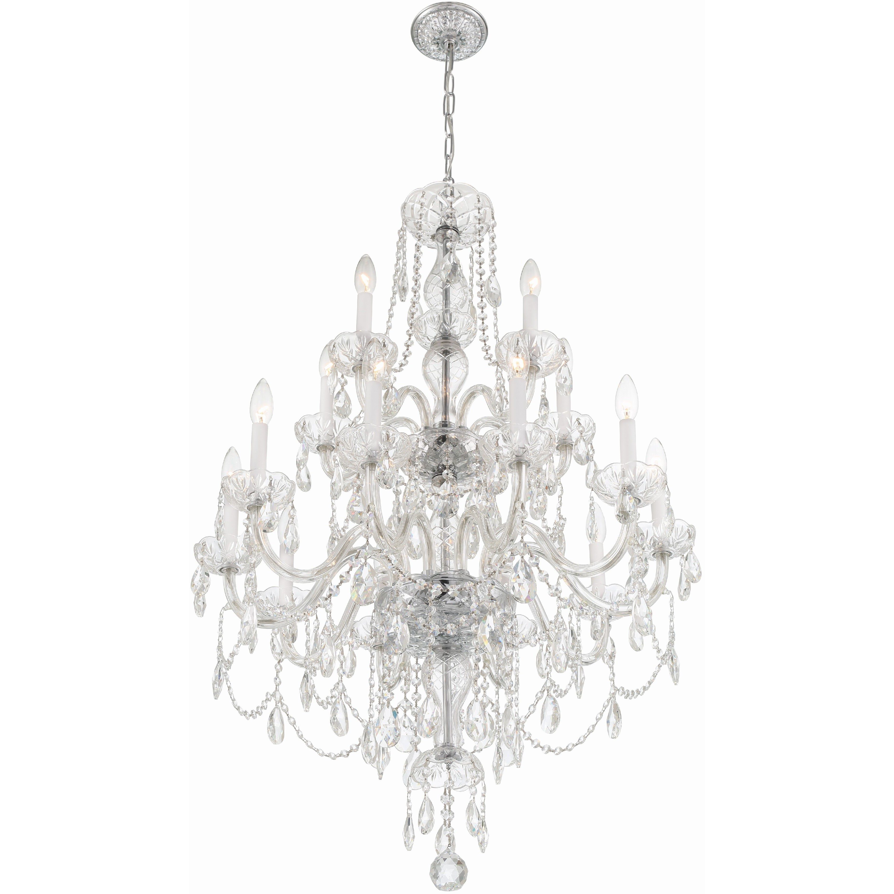 Traditional Crystal 15 Light 32 inch Polished Chrome Chandelier Ceiling Light