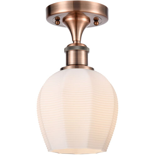 Ballston Norfolk 1 Light 6 inch Antique Copper Semi-Flush Mount Ceiling Light in Matte White Glass
