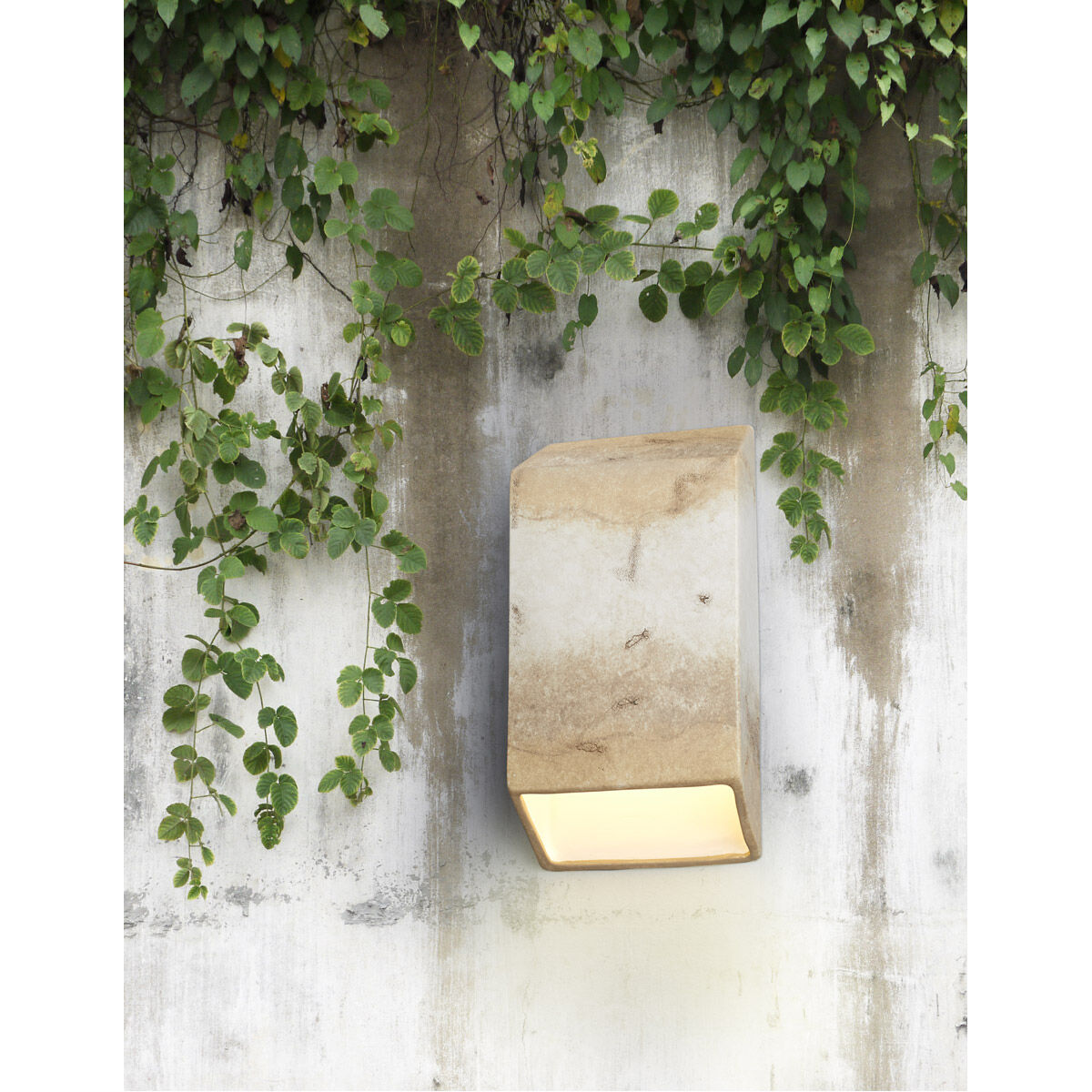 Ambiance LED 5 inch Greco Travertine ADA Wall Sconce Wall Light, Closed Top Fixture, Tapered Rectangle