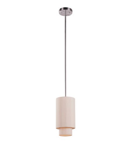 Schiffer 1 Light 6 inch Brushed Nickel Mini Pendant Ceiling Light in Taupe Fabric Drum - Double Shade