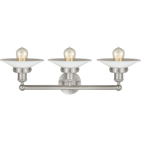 Edison Athens 3 Light 24 inch Brushed Satin Nickel Bath Vanity Light Wall Light in Seedy Glass