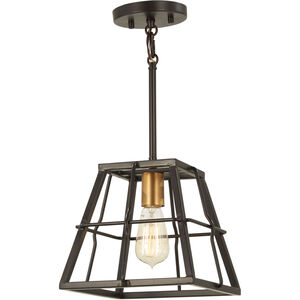Keeley Calle 1 Light 10 inch Painted Bronze/Natural Brush Mini Pendant Ceiling Light
