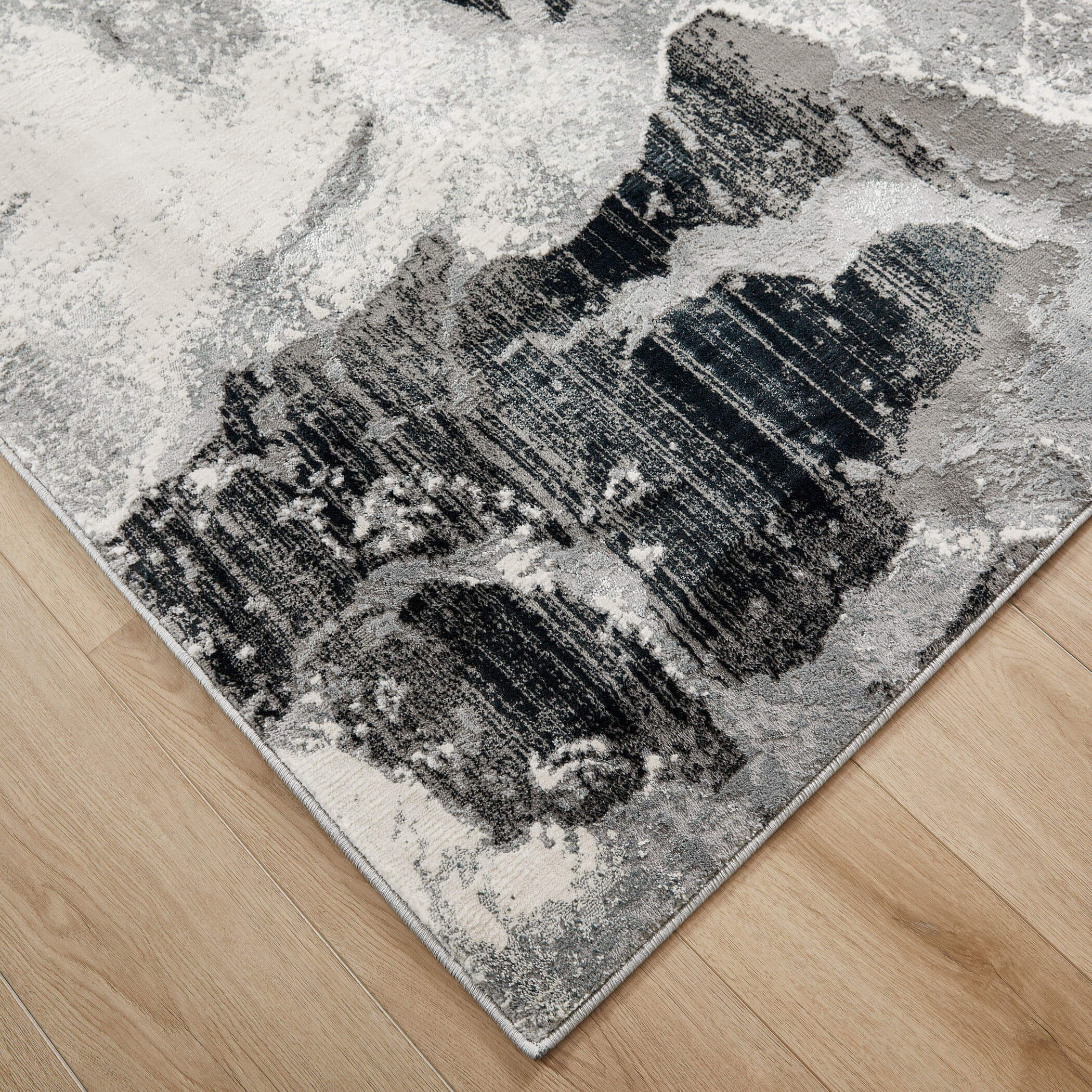 Artema 114 X 79 inch Black/White Rug in 6 x 9
