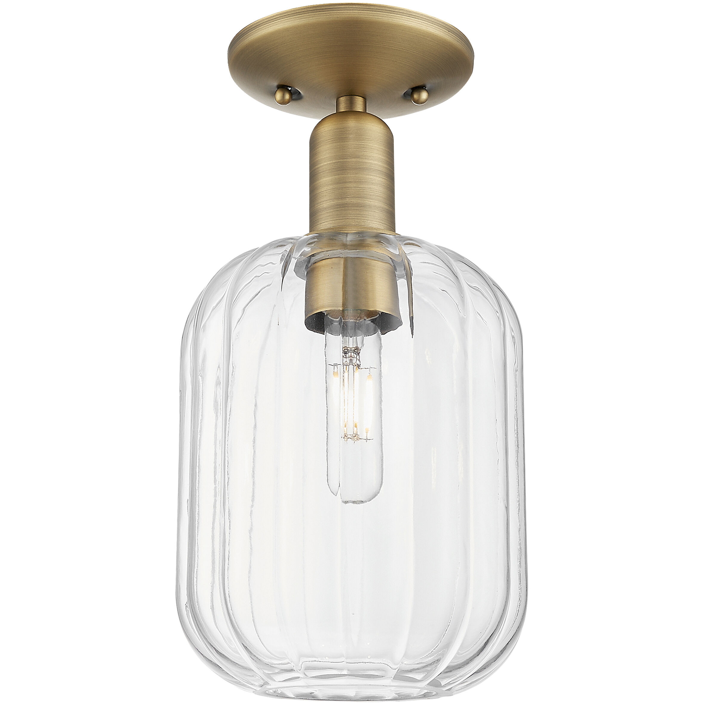 Preston 1 Light 6.75 inch Brushed Brass Semi-Flush Mount Ceiling Light in Clear Glass