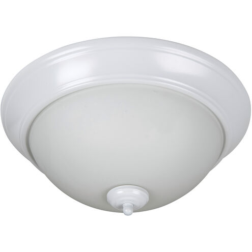 Pro Builder 3 Light 15 inch White Flushmount Ceiling Light in White Frosted Glass