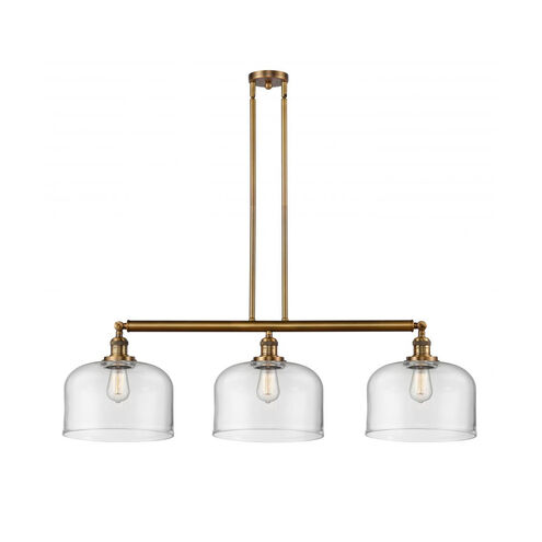 Franklin Restoration X-Large Bell 3 Light 42 inch Brushed Brass Island Light Ceiling Light in Clear Glass, Franklin Restoration