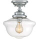 School House 1 Light 10 inch Polished Chrome Semi-Flush Ceiling Light