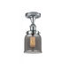 Ballston Small Bell 1 Light 5 inch White and Polished Chrome Semi-Flush Mount Ceiling Light in Plated Smoke Glass