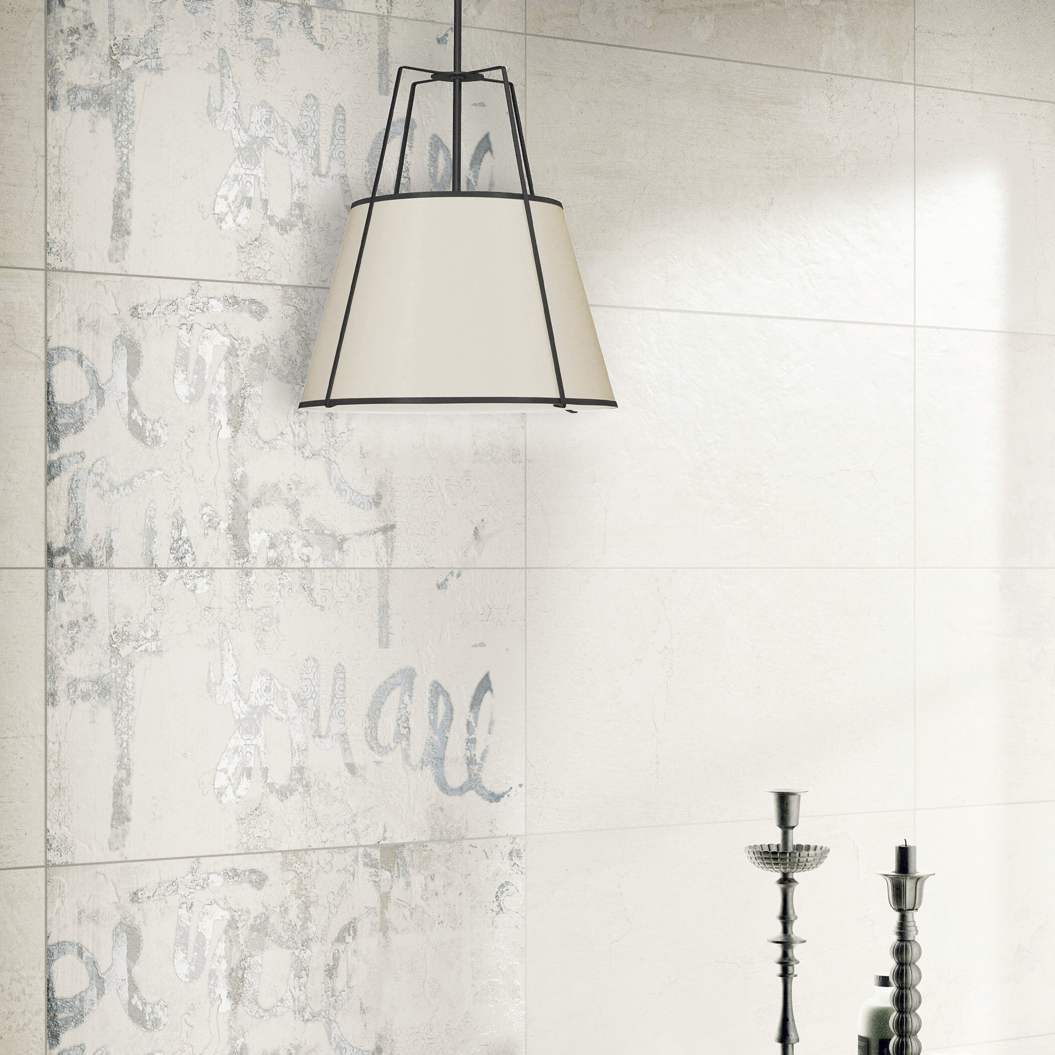 Trapezoid 1 Light 18 inch Black with Cream Pendant Ceiling Light