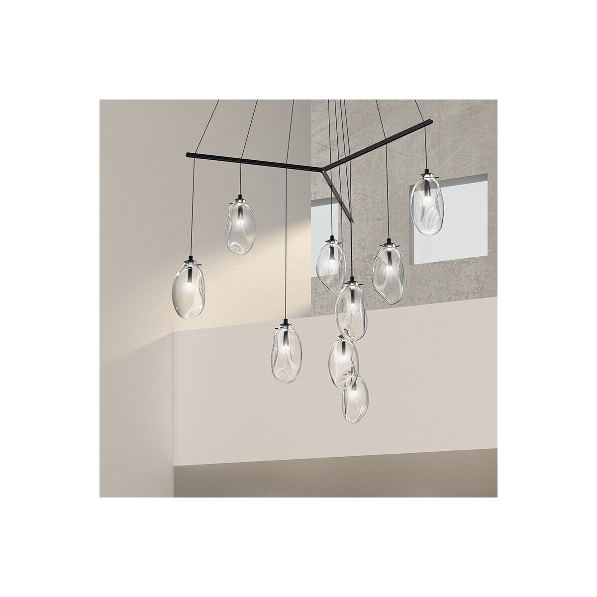 Liquid LED 6 inch Satin Black Pendant Ceiling Light in Clear Glass