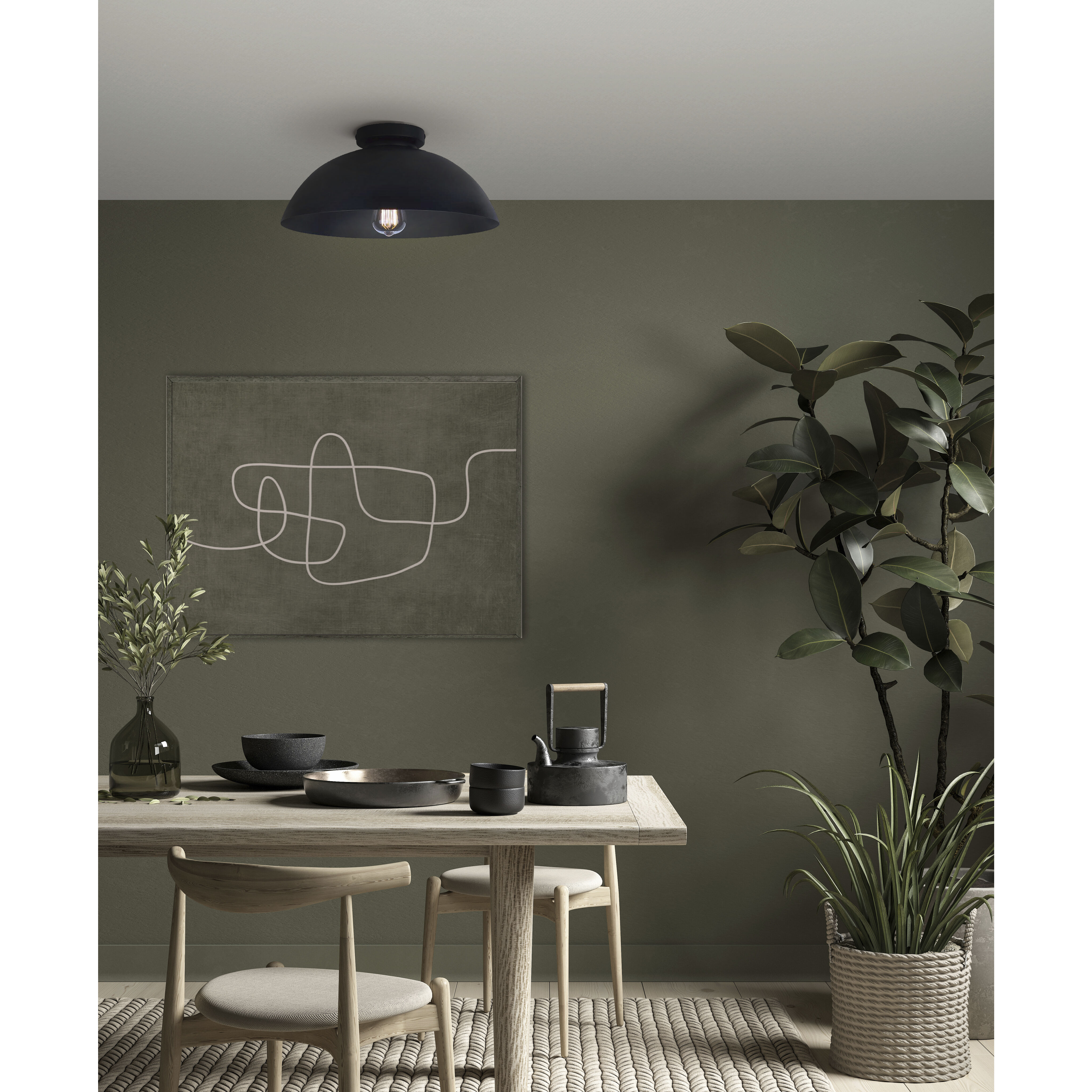 Eddie 15.5 inch Black Semi-Flush Mount Ceiling Light