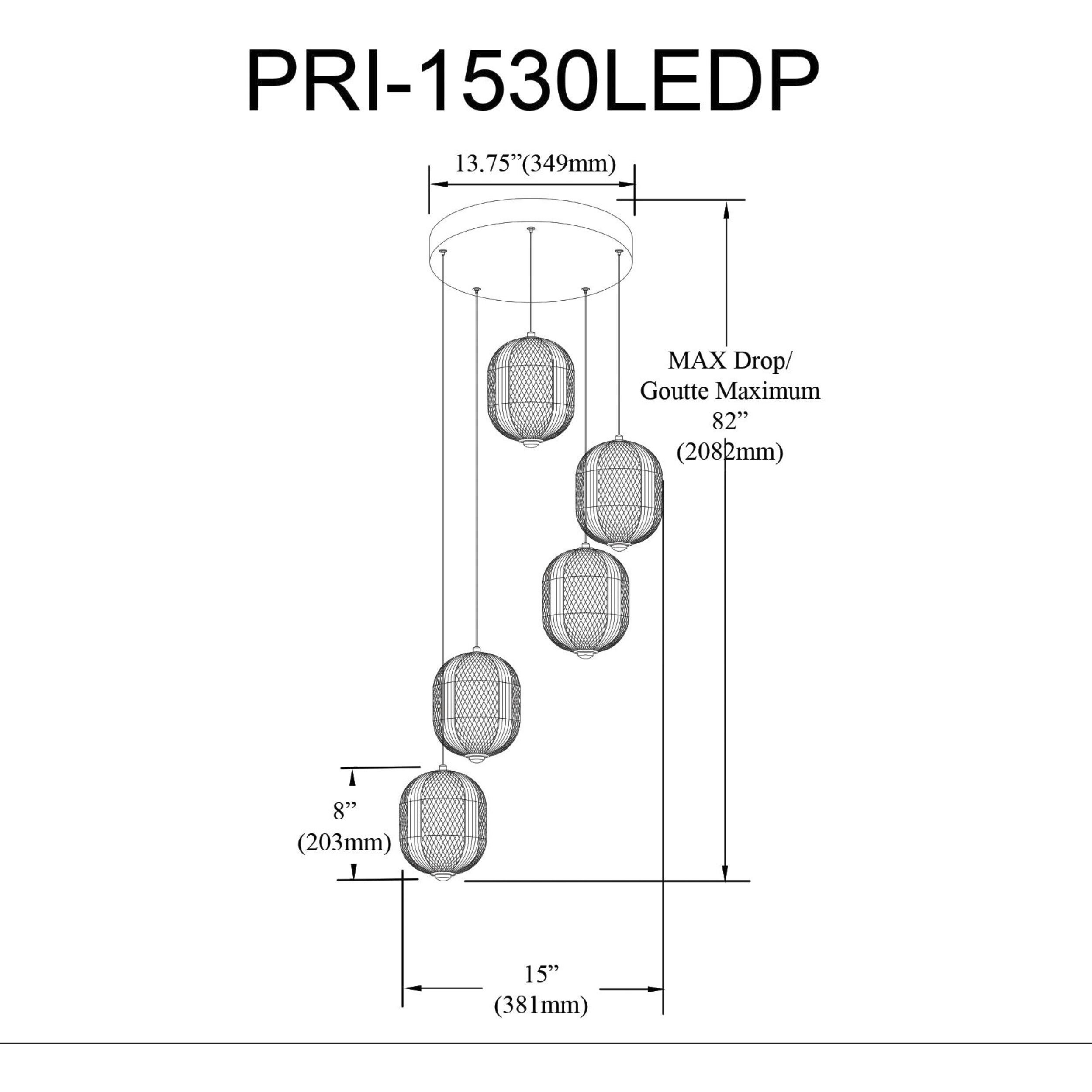 Peri LED 15 inch Aged Brass Multi Pendant Ceiling Light