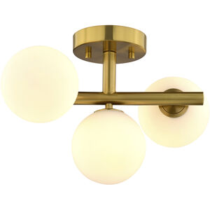 Graham 3 Light 13 inch Harvest Gold Semi Flush Mount Ceiling Light