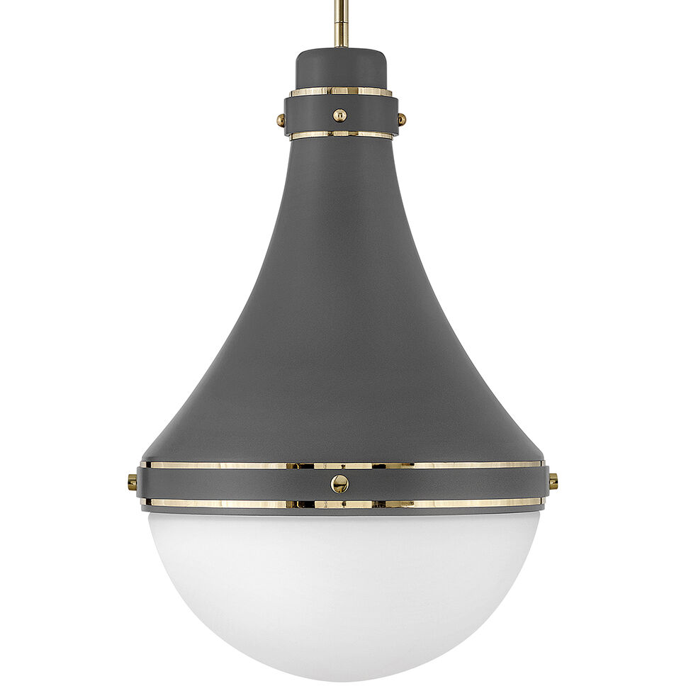 Oliver 1 Light 14.25 inch Dark Matte Grey with Bright Brass Indoor Pendant Ceiling Light