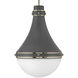 Oliver 1 Light 14.25 inch Dark Matte Grey with Bright Brass Indoor Pendant Ceiling Light