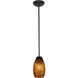 Champagne LED 5 inch Oil Rubbed Bronze Pendant Ceiling Light in Brown Stone